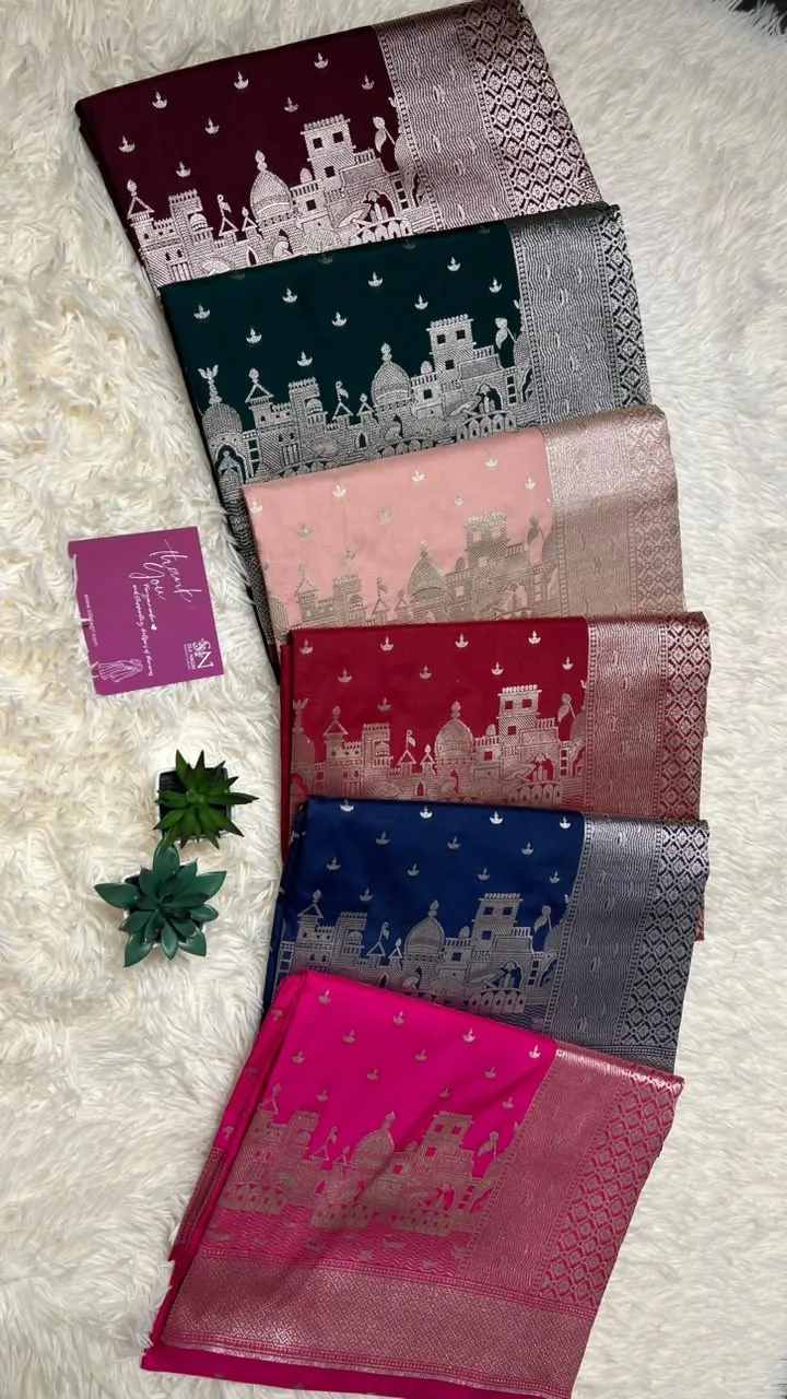 Architectural Motif Banarasi Saree — Colour Range