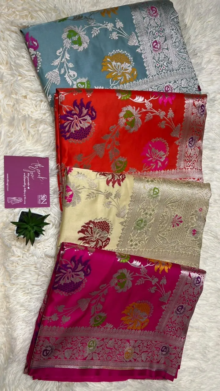 Floral Jaal Banarasi Saree — Colour Range